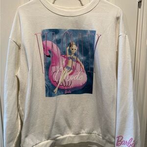 Barbie White Crewneck Sweatshirt with Pink Graphic